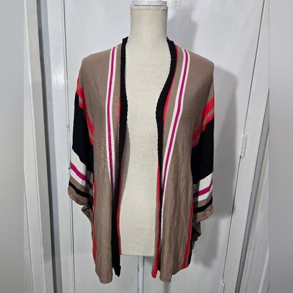 Jana Womens Sweater Cardigan Size XL Open Front Striped - Picture 2 of 8